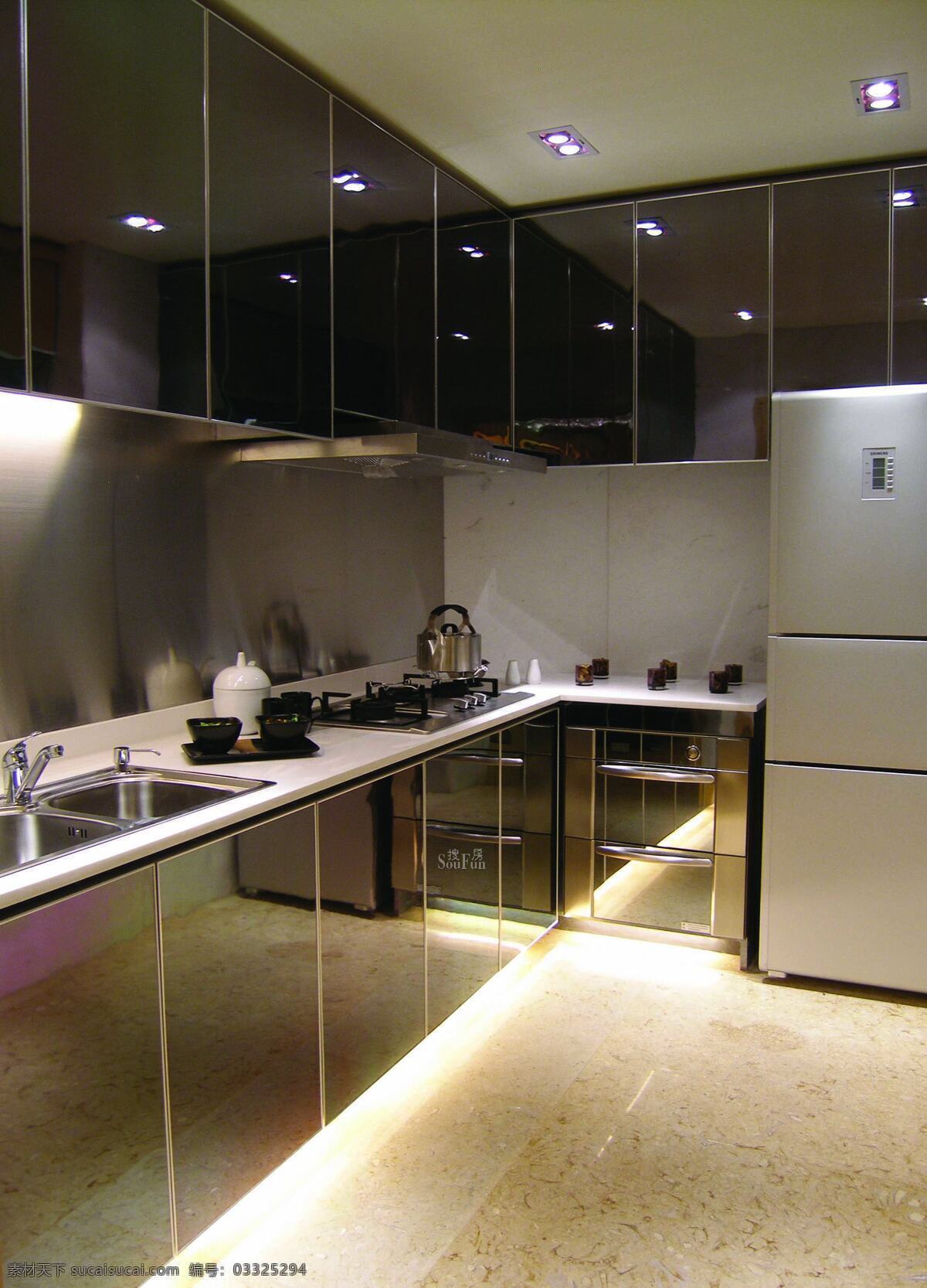 现代 简约 风 室内设计 厨房 灶台 效果图 料理台 抽油烟机 冰箱 家装
