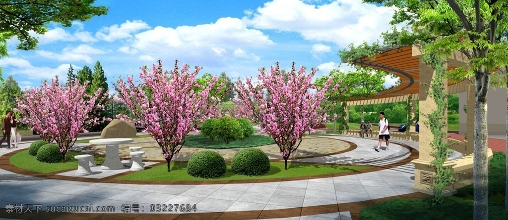 休憩花园设计 公园 廊架 小广场 高清设计 景观设计 圆形广场 环境设计