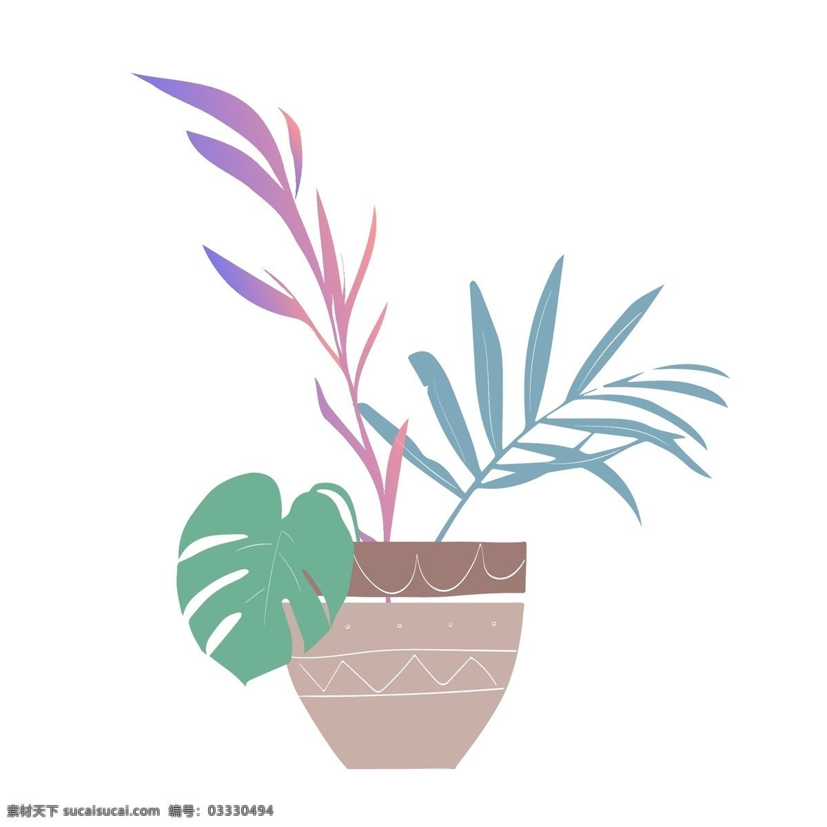 小 清新 文艺 植物 花卉 盆栽 插画 小清新