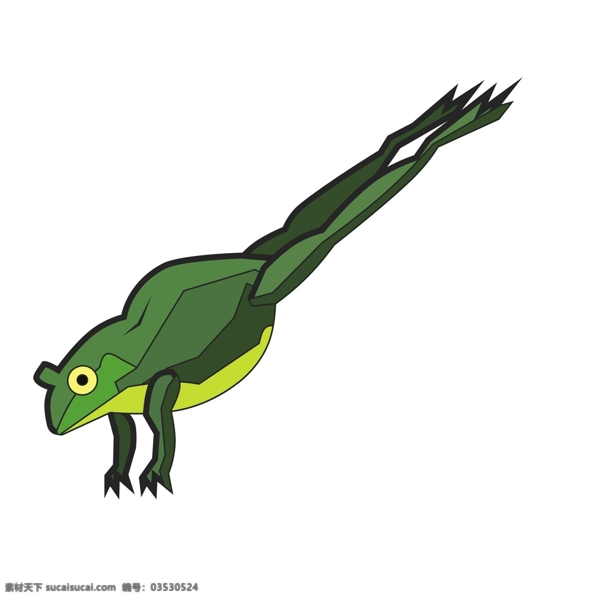 只 跳 绿色 青蛙 商用 元素 动物 黄色眼睛 绘画 蹬腿