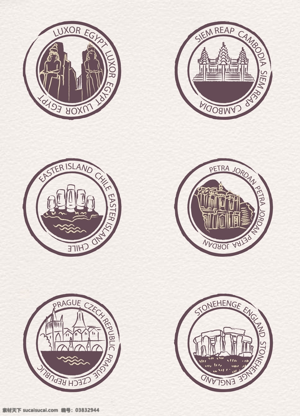 复古 城市 主题 邮票 图标 怀旧 圆形 建筑 卡通邮票 城市邮票 邮票图标 矢量邮票 简约邮票