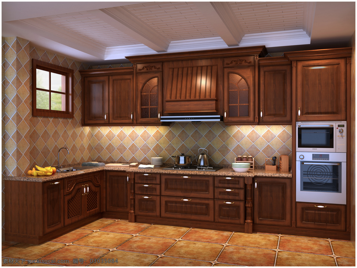 欧式橱柜 欧式家具 厨柜 厨房 实木家具 3d作品 3d设计