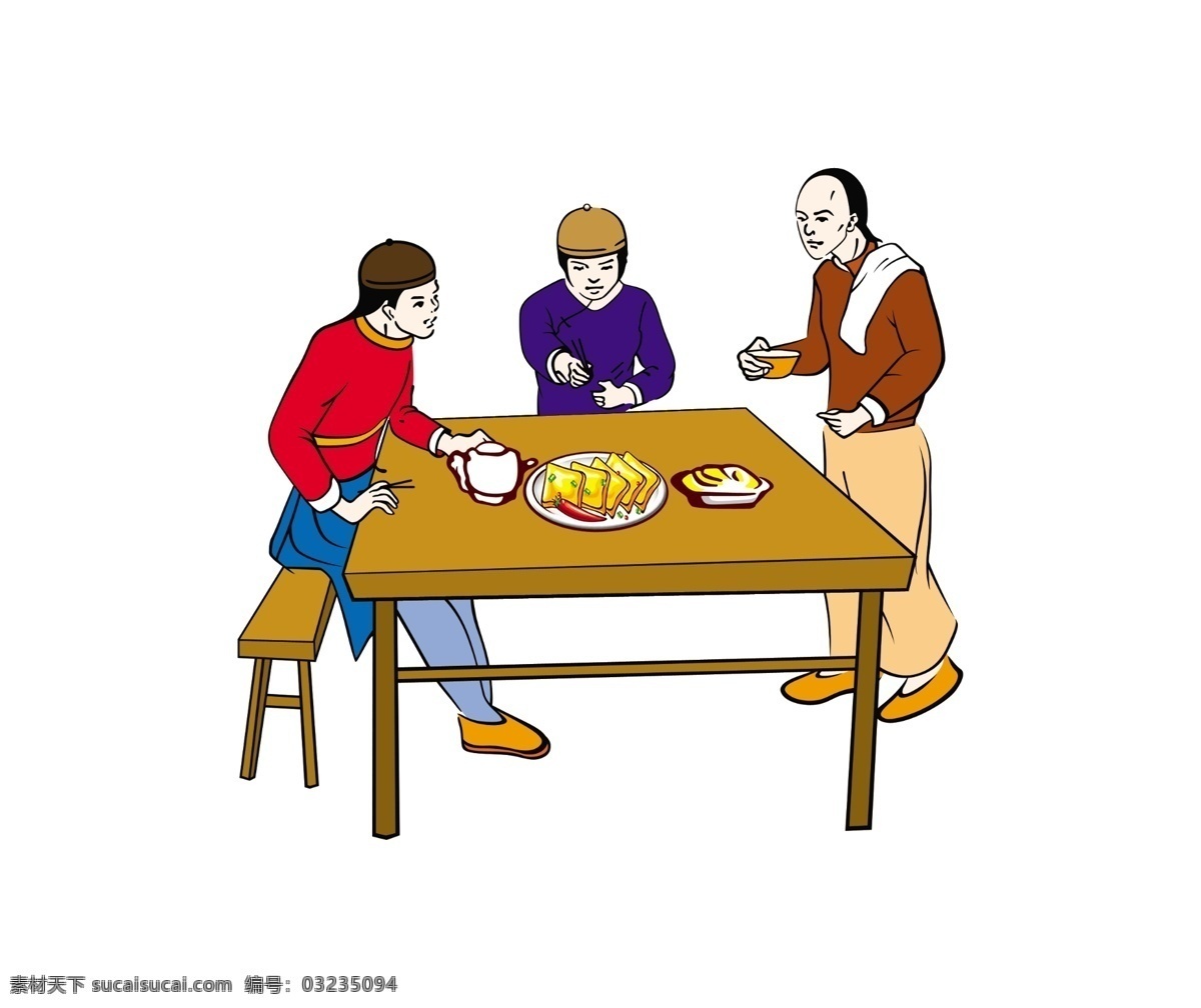 人物饮食图片 传统 饮食 文化 人物 豆干 插画 分层 源文件