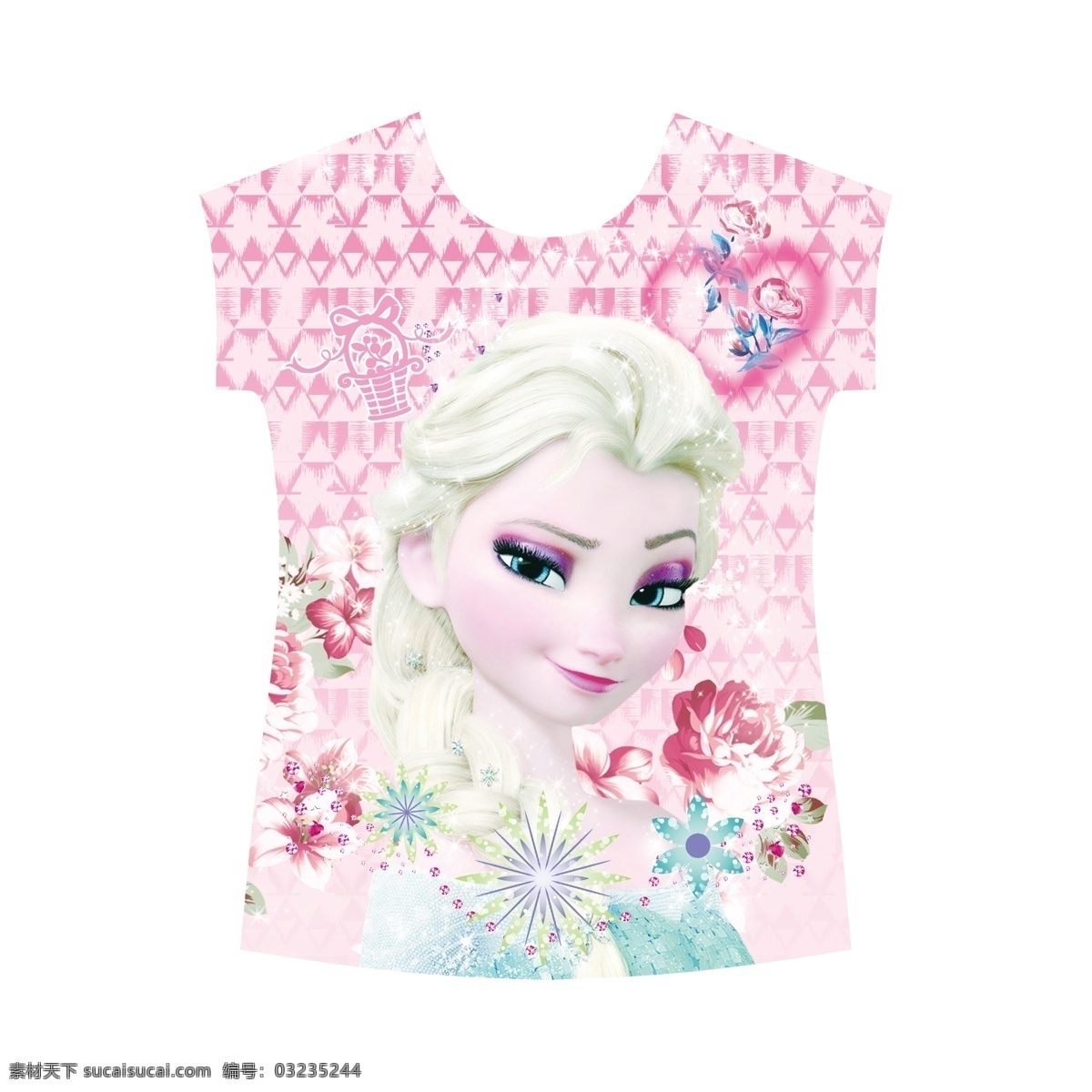 冰雪公主 服装上衣 花纹 背景 衣服 t恤女孩 花朵 生活百科 生活用品