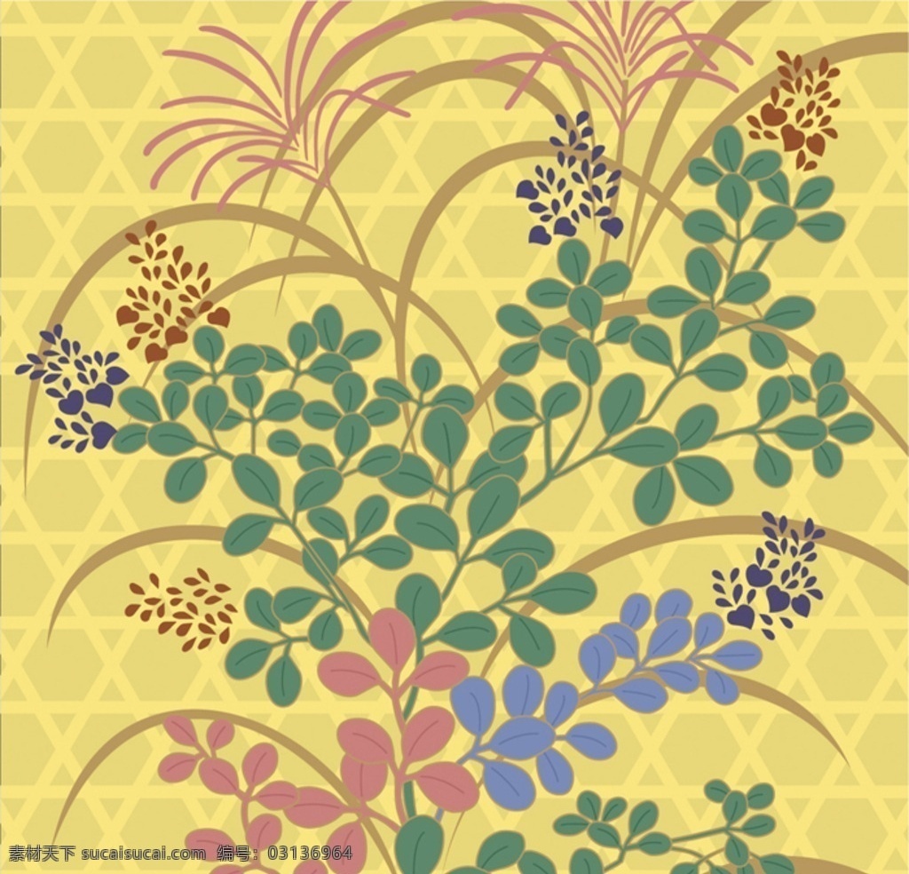日式风格花纹 日式花纹 叶子 底纹 树叶 叶片 花朵 底纹边框 花边花纹