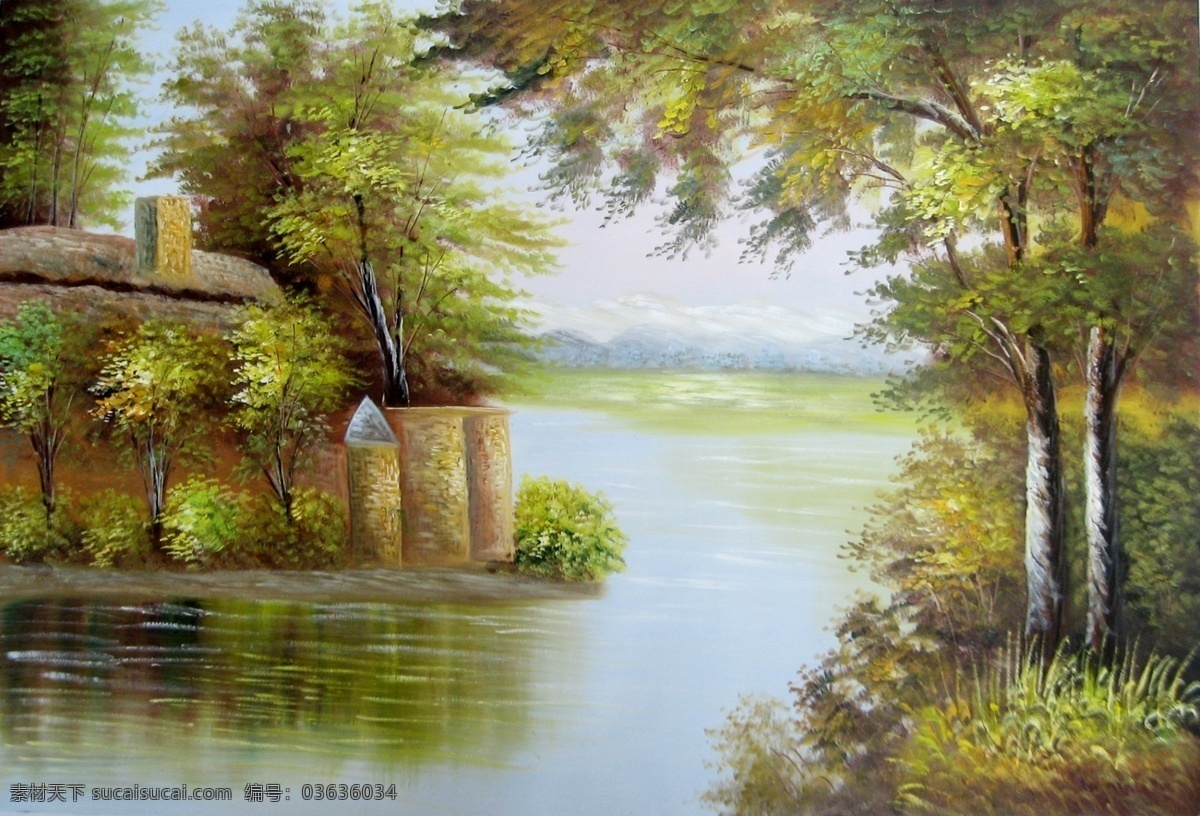 风景油画 油画 装饰画 绘画 静物油画 小河油画 乡村风景 现代油画 绘画书法 文化艺术