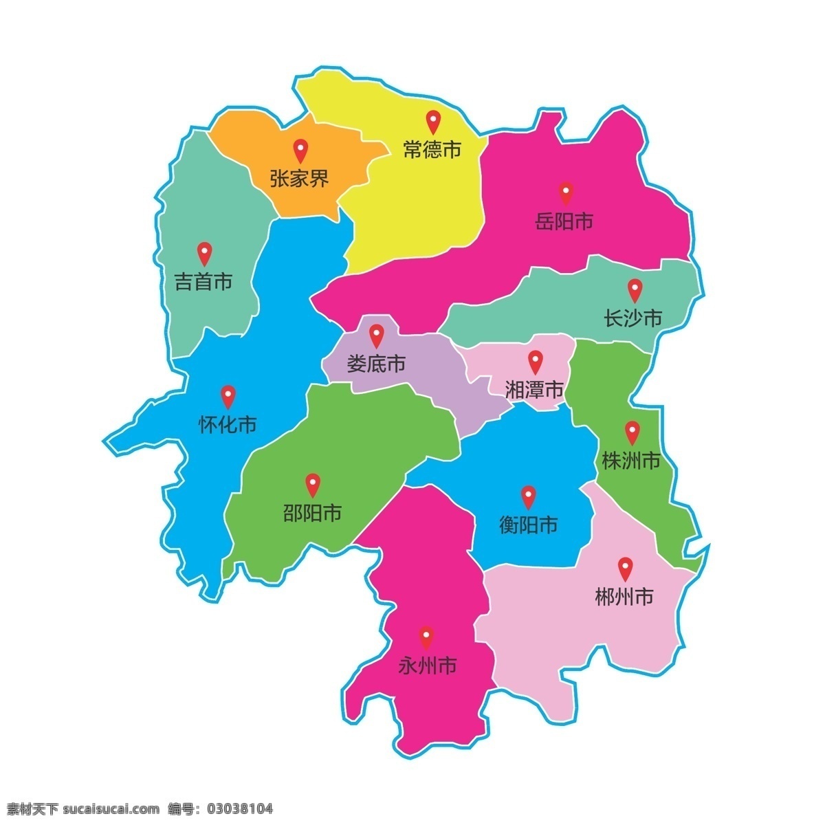 湖南省 区域 地图 矢量 湖南 区域图 湖南矢量地图 张家界 常德市 长沙市 邵阳市 衡阳市 永州市