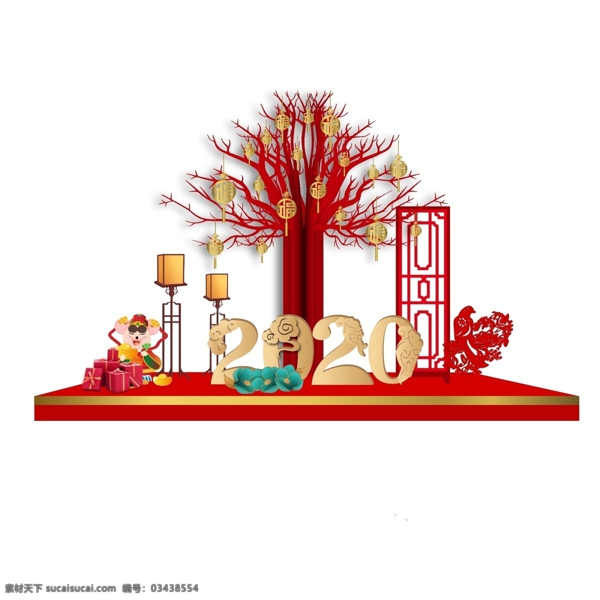 新年美陈 美陈 摇钱树美陈 中式美陈 鼠年美陈 环境设计 展览设计