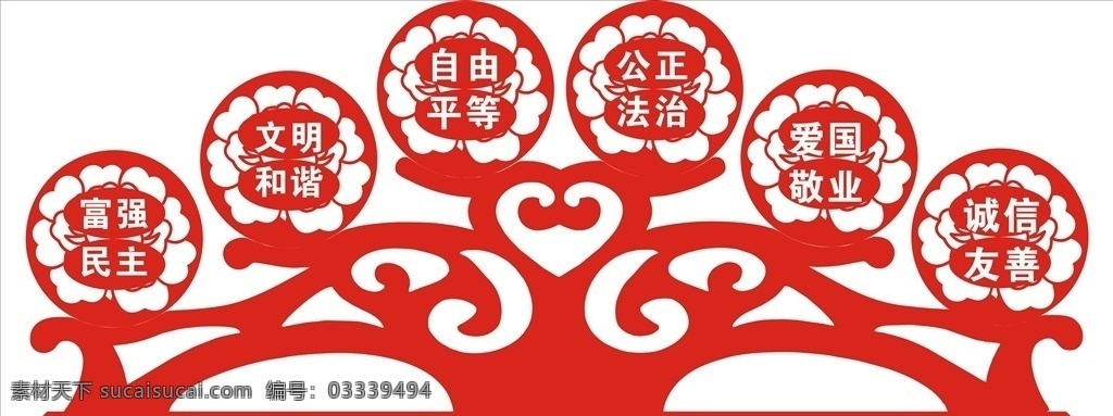 社会主义 核心 价值观 核心价值观 铁艺 异形 造型 牡丹 标志图标 公共标识标志