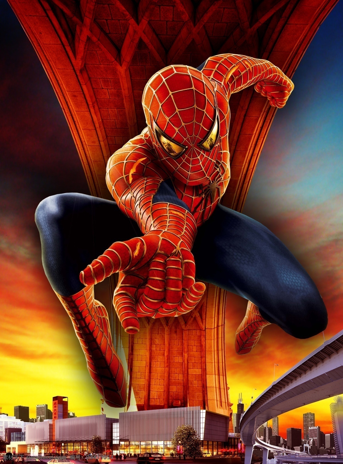 蜘蛛侠 大侠 卡通人物 电影海报 保护神 从天而降 广告设计模板 源文件