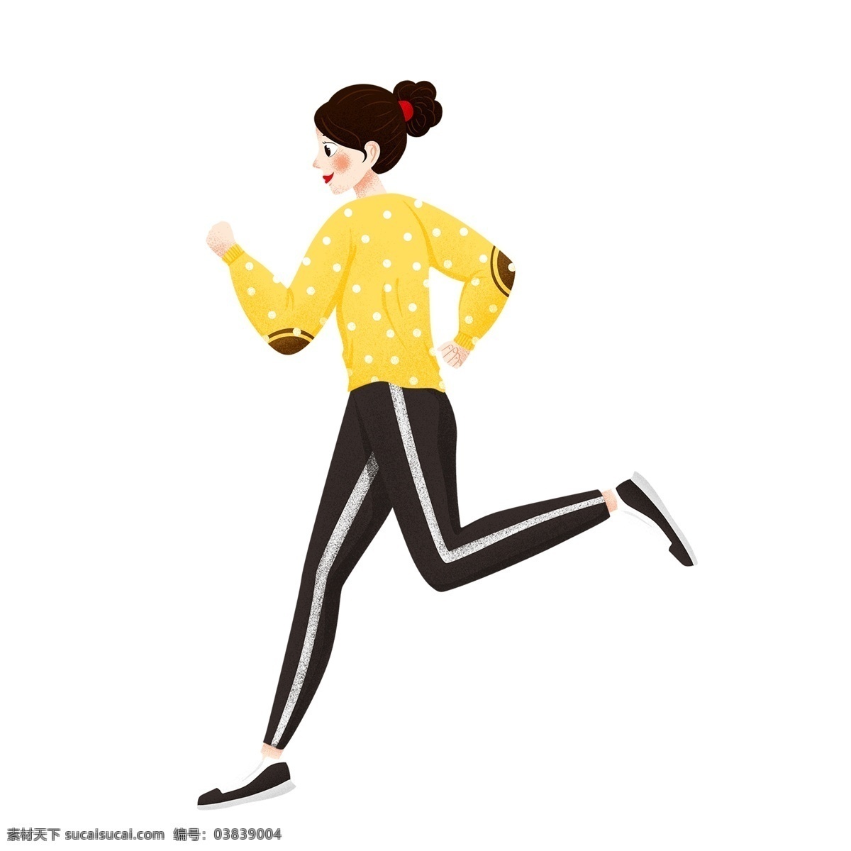 卡通 可爱 跑步 少女 人物 运动 插画 女生 锻炼 晨跑
