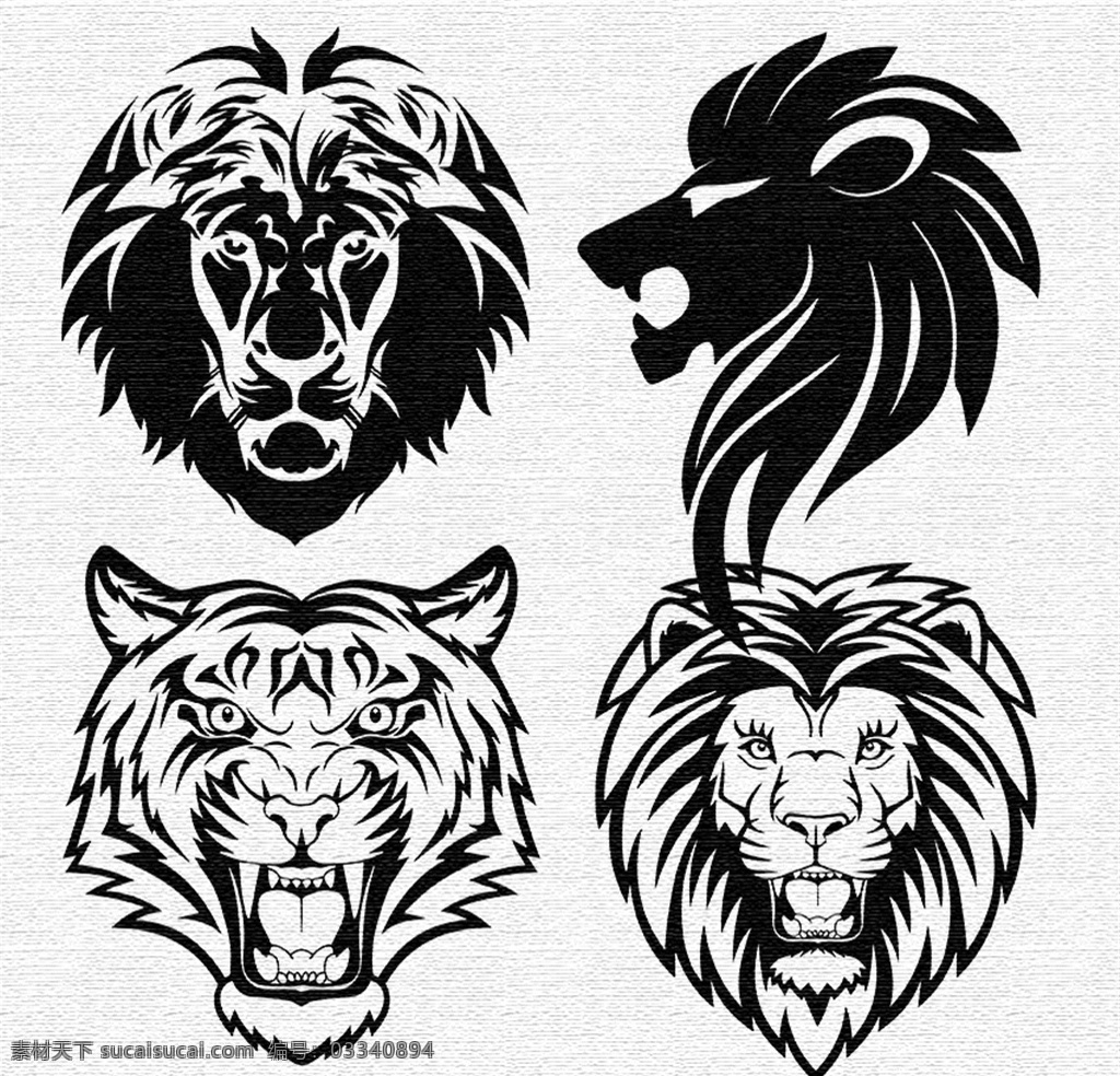狮虎图案 狮子图案 老虎图案 图腾 纹身图案 刺青图案 t恤amp 图案 文化艺术