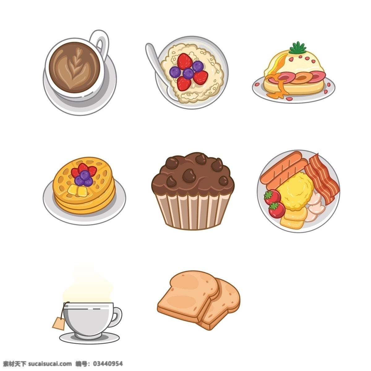 扁平 彩色 生活 图标 图形 甜品 零食