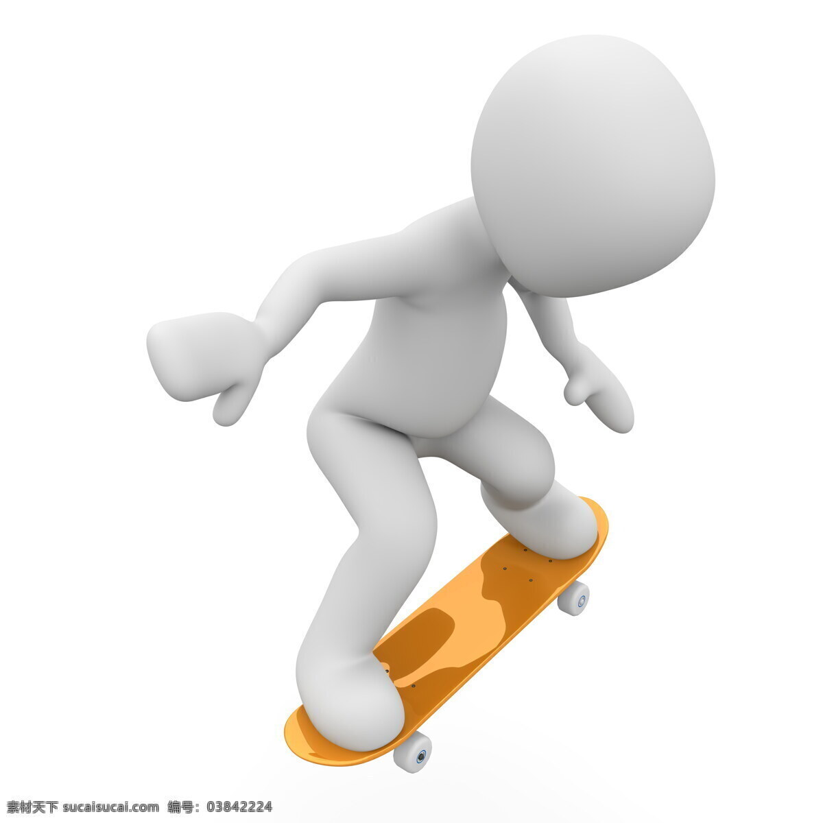 创意 3d 小人 滑滑 板 3d小人 滑滑板 白色小人 滑板