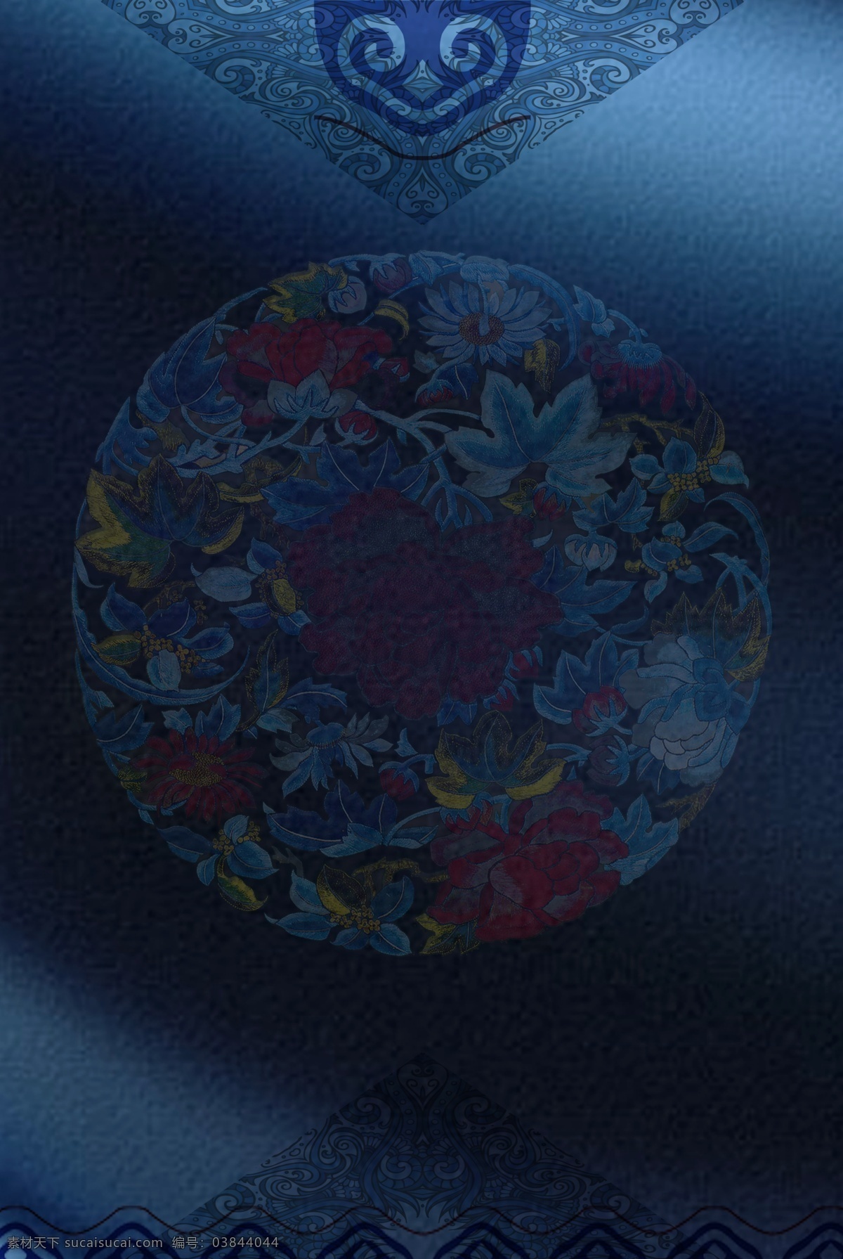 蓝色 中式 古典 花纹 背景 清朝服饰 服饰花纹