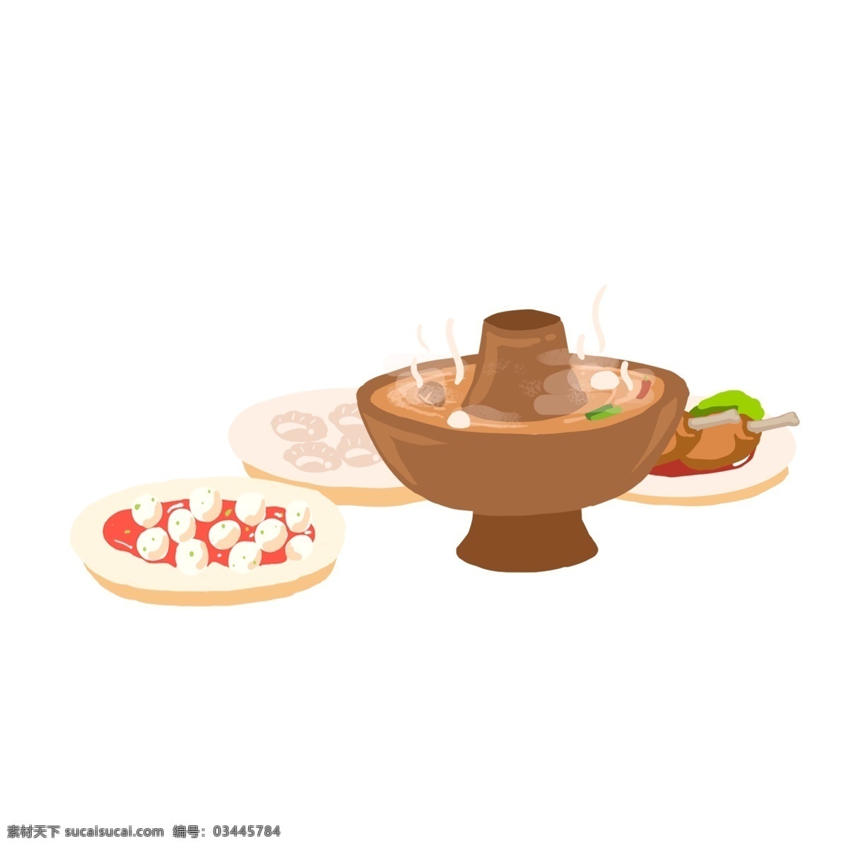 冬季 美味 火锅 美食 插画 火锅食材 美食元素 吃火锅 手绘 火锅食物