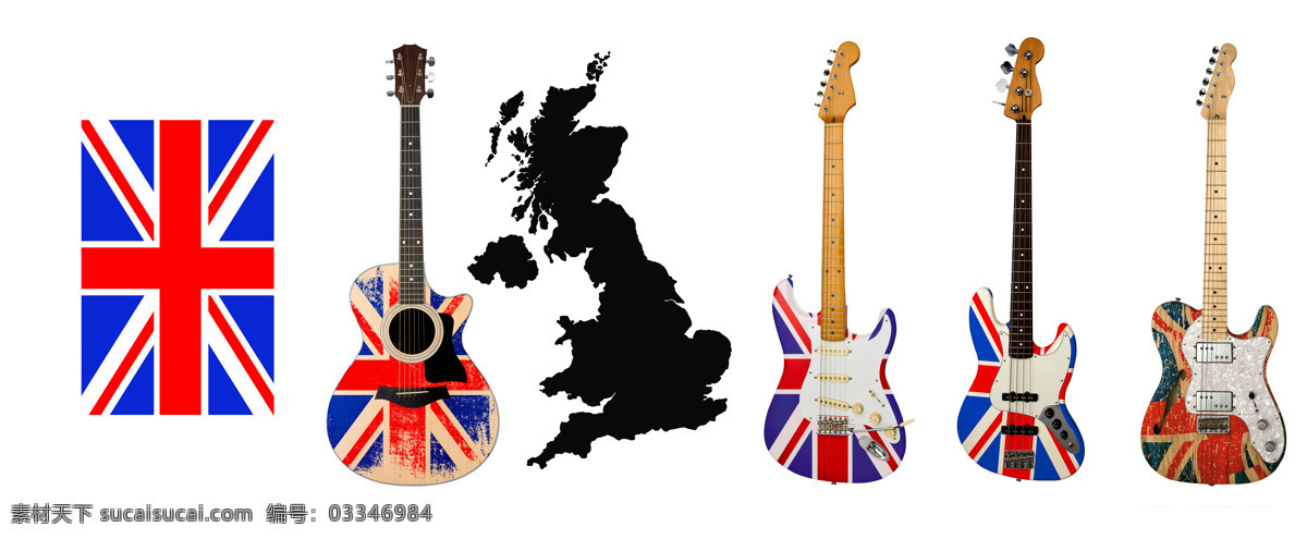 英国特色吉他 欧美经典 伦敦 欧美风格 英国主题 英国元素 英国特色图片 英国国旗 特色吉他 城市风光 环境家居 白色