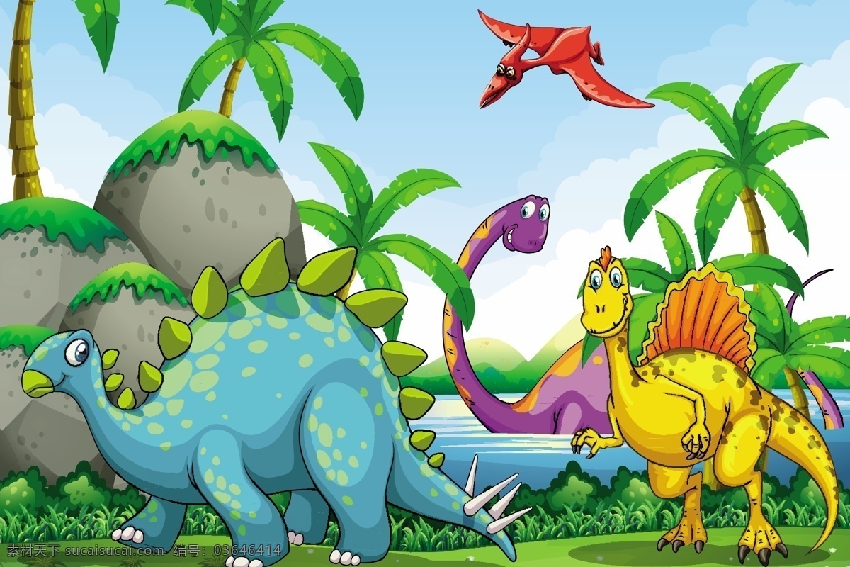 恐龙世界 恐龙 动物插画 动物插图 卡通 动漫 生物世界