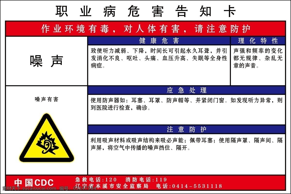 危害告知卡 噪声污染 噪声危害 职业病危害 职业病 危害 告知 卡 分层 源文件