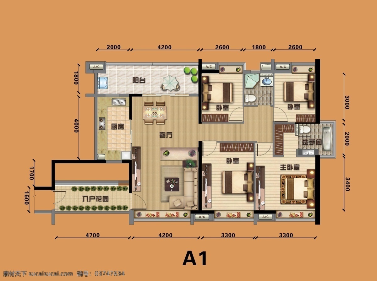 大户型图 户型素材 家具素材 户型平面图 户型效果图 户型比例 分层 源文件