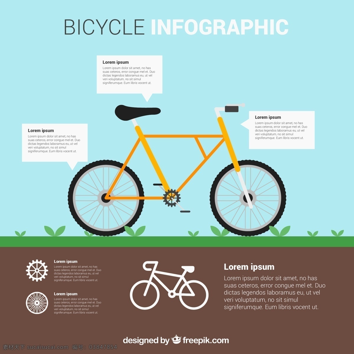 自行车 信息 介绍 分布图 局部介绍 图表介绍 卡通自行车 青色 天蓝色
