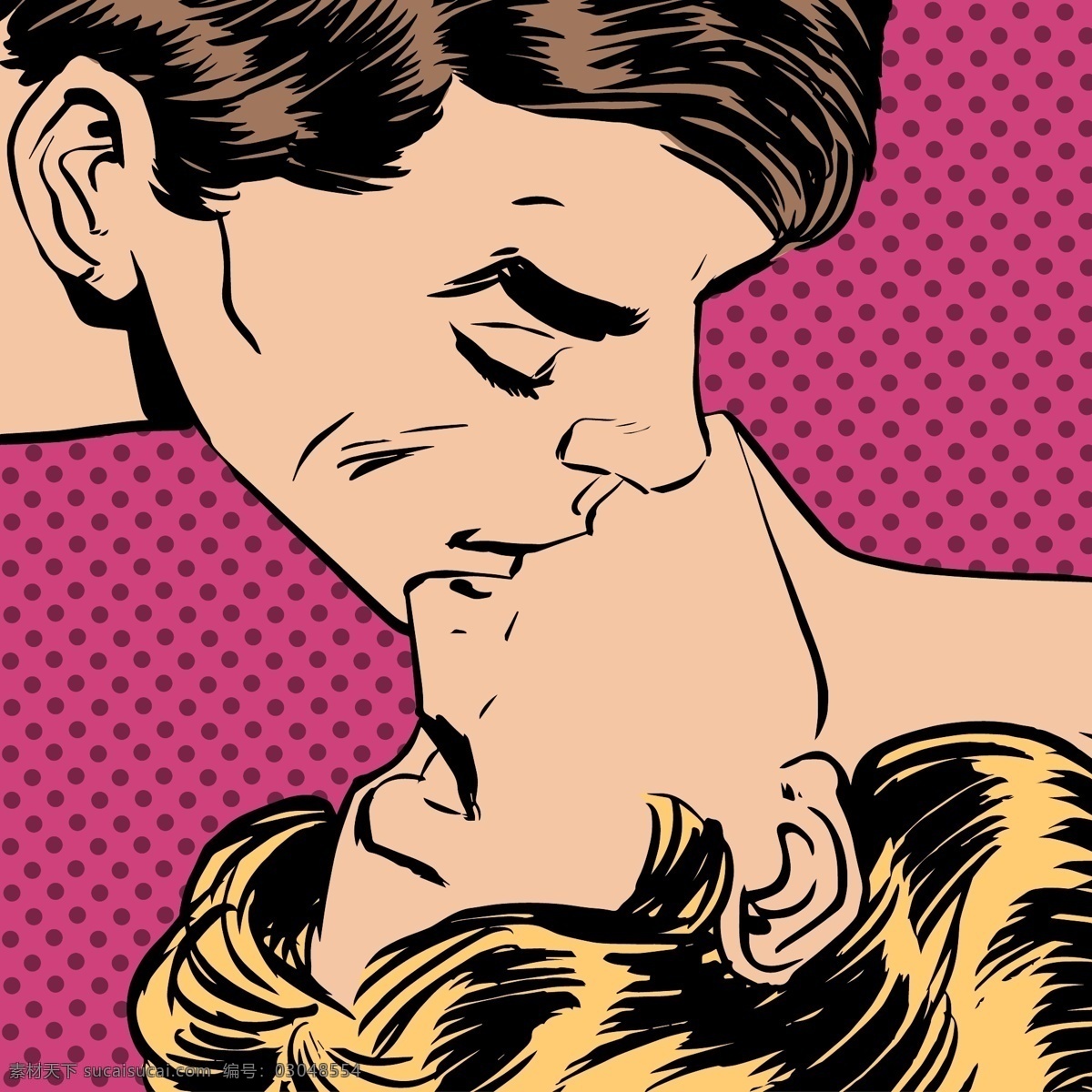 接吻的男女 爱情 人物 漫画 接吻 男女