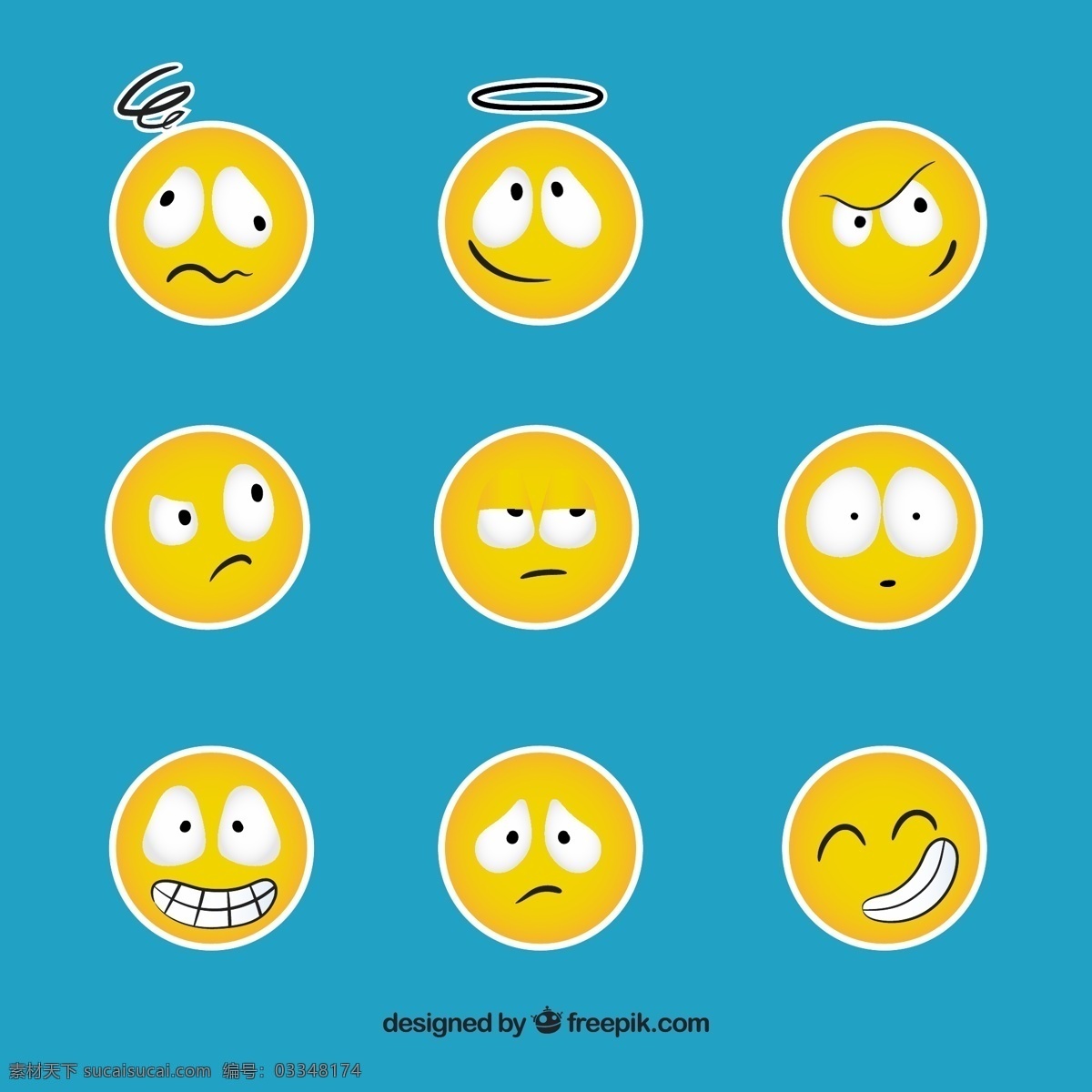 有趣 笑脸 标签 colecction 脸 可爱 微笑 快乐 黄色 贴纸 情感 表情 快乐的脸 笑