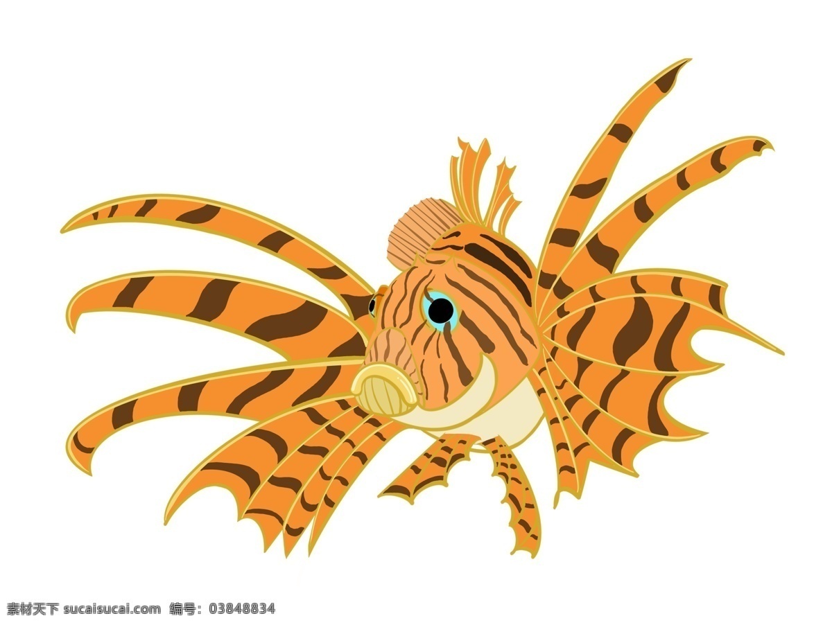 黄色 卡通 虎 纹 斑 鱼 虎纹鱼 动物 海洋生物