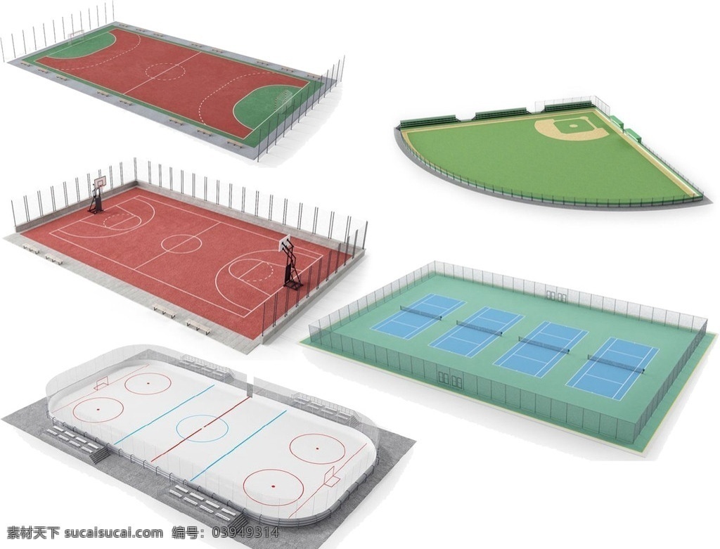 3dmax9 体育场地 含贴图材质 室外模型 3d设计模型 源文件 max