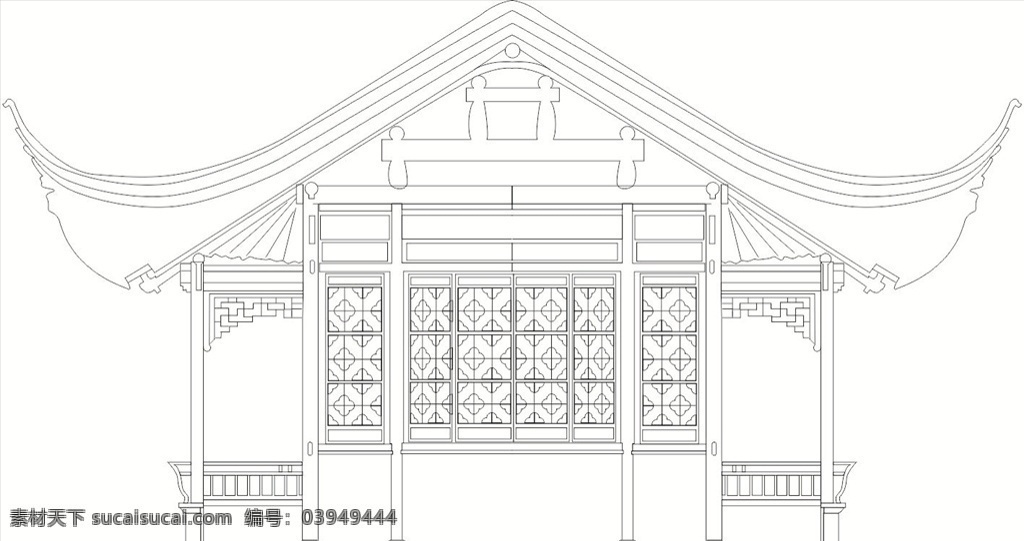 古风建筑 雕花 线稿 复古建筑 古建筑设计图 自然景观 建筑园林