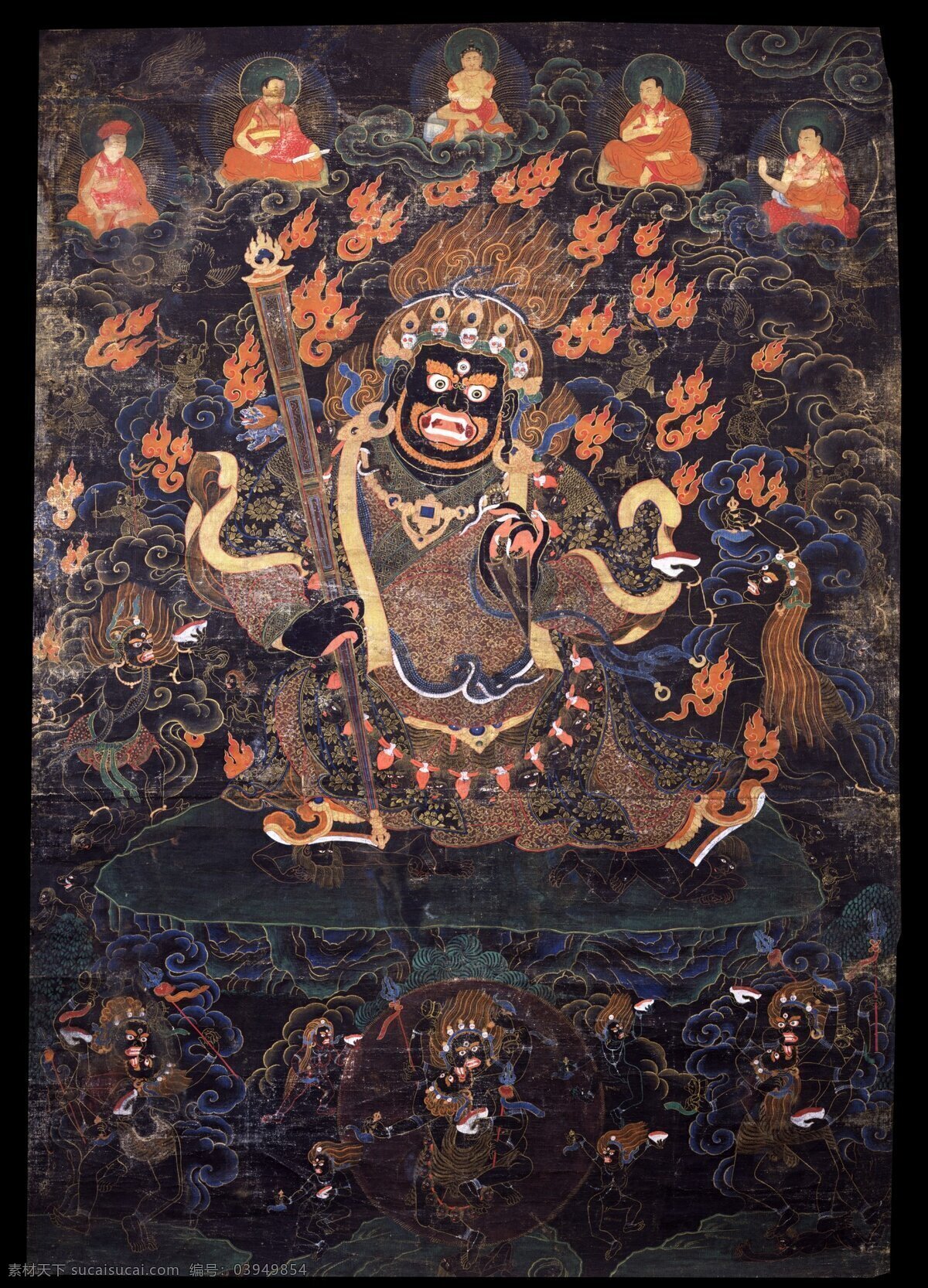 二 臂 玛 嘎拉 唐卡 玛哈嘎拉 护法神 佛 藏传佛教 文化艺术 宗教信仰