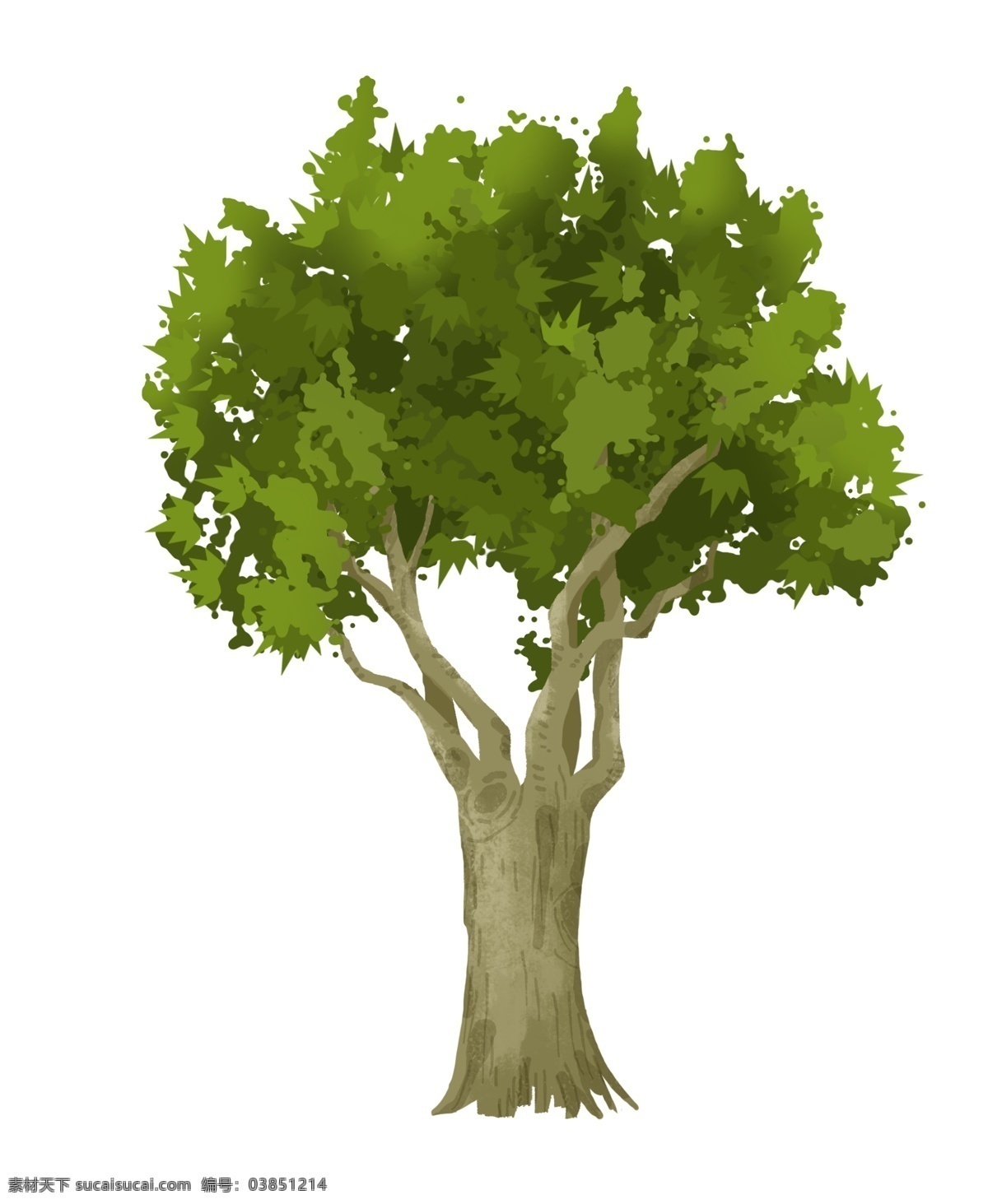植物 大树 树叶 插画 茂密 树木 植物大树 绿色大树 绿色树木 树干树叶 浓密的树叶 绿植