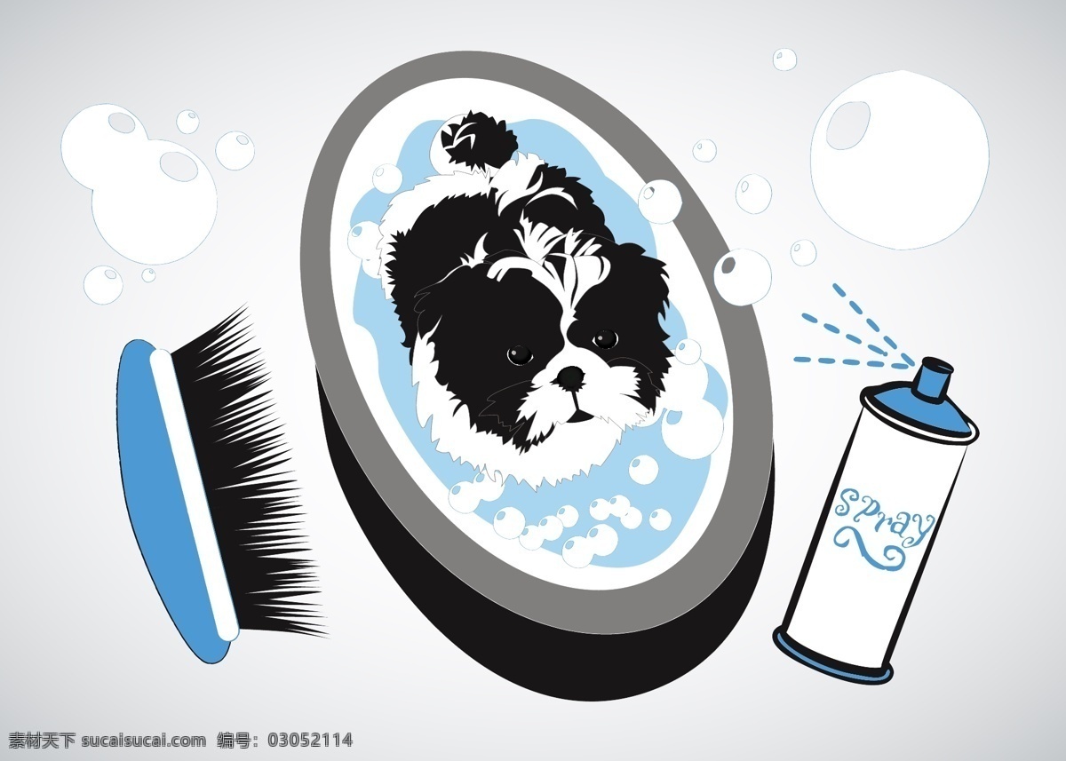 小狗 洗澡 动物 卡通 泡沫 清洁 犬 刷 浴室 黑色的 肮脏的 矢量图 其他矢量图