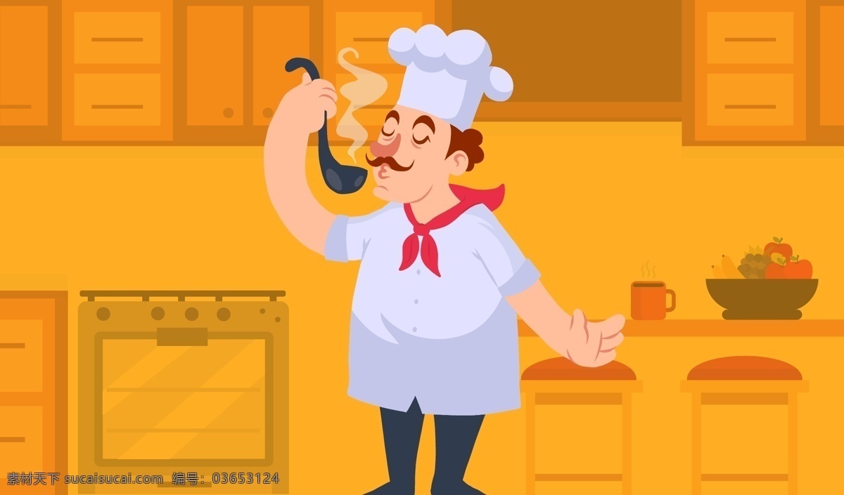 卡通 厨师 厨房 试 汤 厨师试汤 厨师彩色 手绘厨师 矢量厨师 厨房场景 卡通厨房 彩色厨师 卡通厨师 男厨师 人物卡通 人物图库 职业人物
