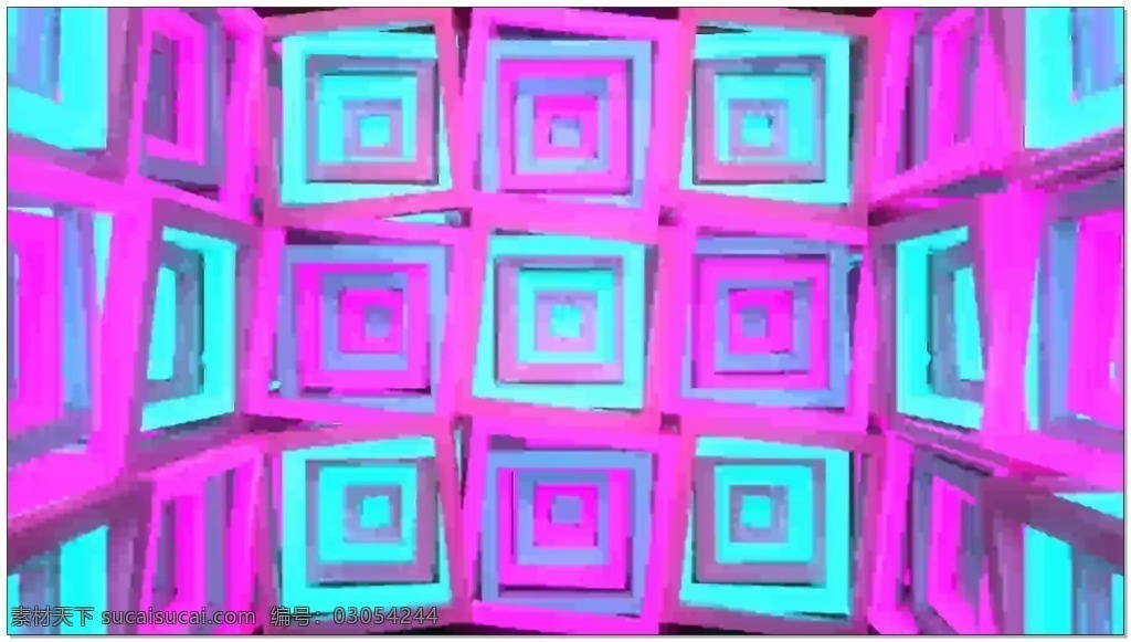 红青 方形 动态 视频 旋转 正方形 光芒 视频素材 动态视频素材