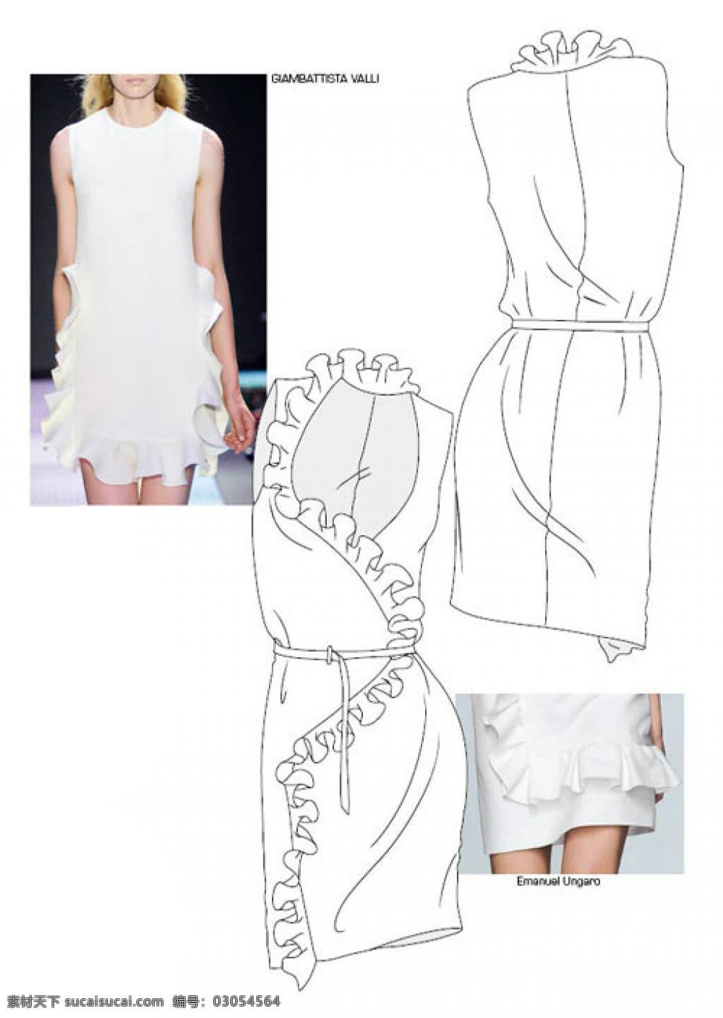 白色 连衣裙 实物 对比 图 服装设计 时尚女装 职业女装 职业装 女装设计 效果图 短裙 衬衫 服装 服装效果图