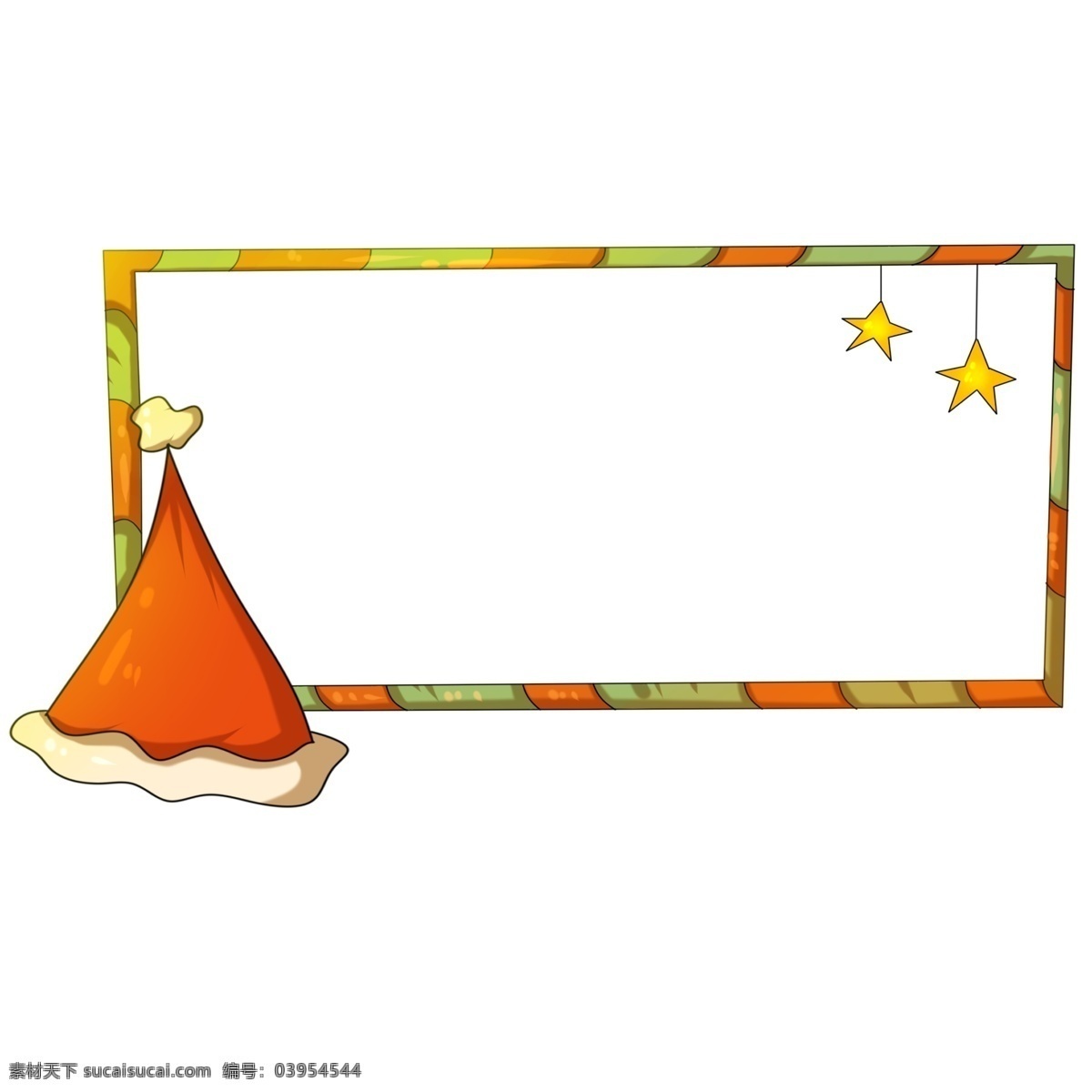 星星 圣诞 帽 条纹 边框 圣诞帽 条纹边框 圣诞节 手绘边框 边框纹理 黄色的五角星 边框插画