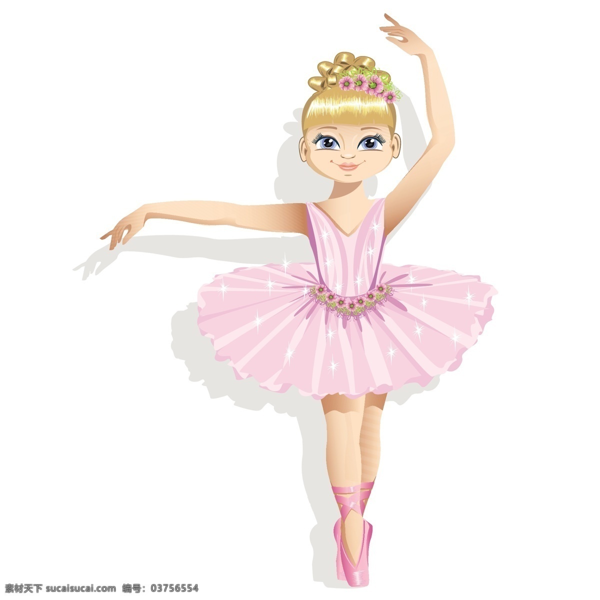 粉色 裙装 芭蕾舞 女孩 矢量图 卡通 人物 舞蹈 可爱 女生 乖巧 矢量