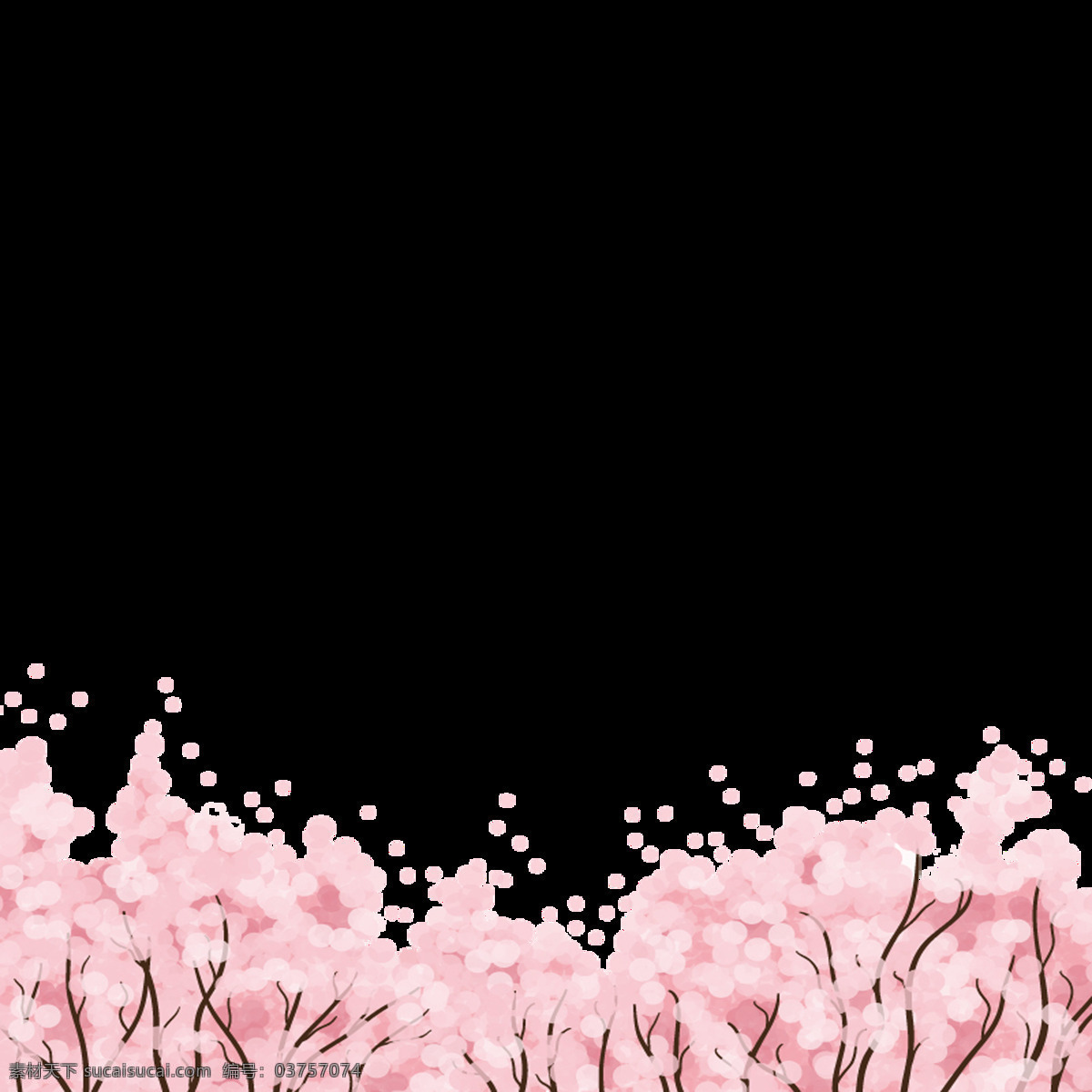粉色 樱花树 透明 装饰 手绘树木 花海 花蕊 卡通 绽放的樱花 粉色樱花
