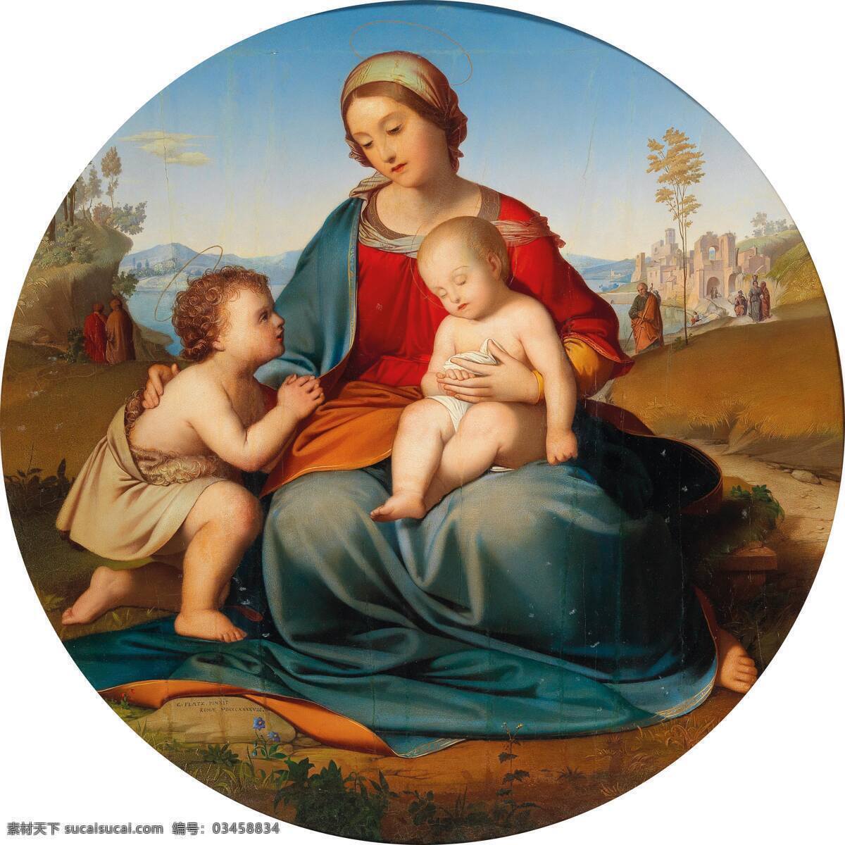 吉哈德183 格拉茨作品 德国画家 圣母玛丽娅 圣婴耶稣 圣徙朝拜 宗教油画 19世纪油画 油画 文化艺术 绘画书法