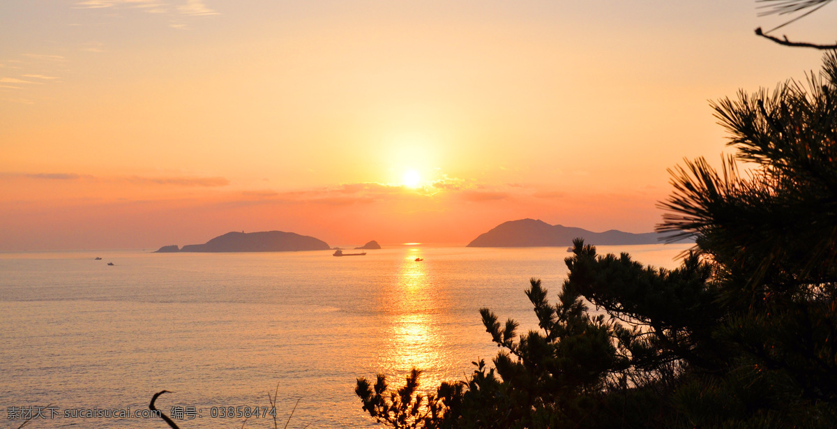 普陀山 海岛 风景 旅游 渔船 日出 山水风景 自然景观