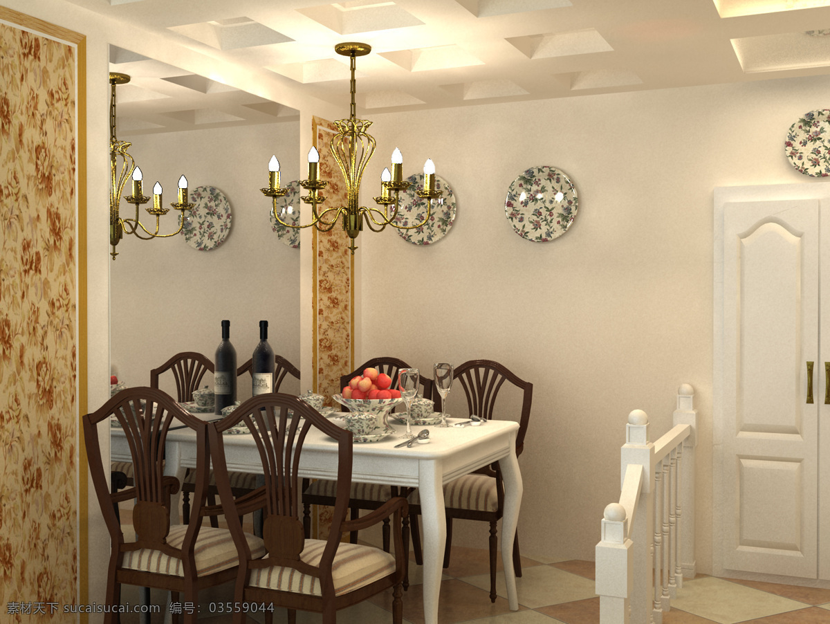 餐厅 3dmax 环境设计 室内设计 田园 田园风格 渲染 vary 家居装饰素材