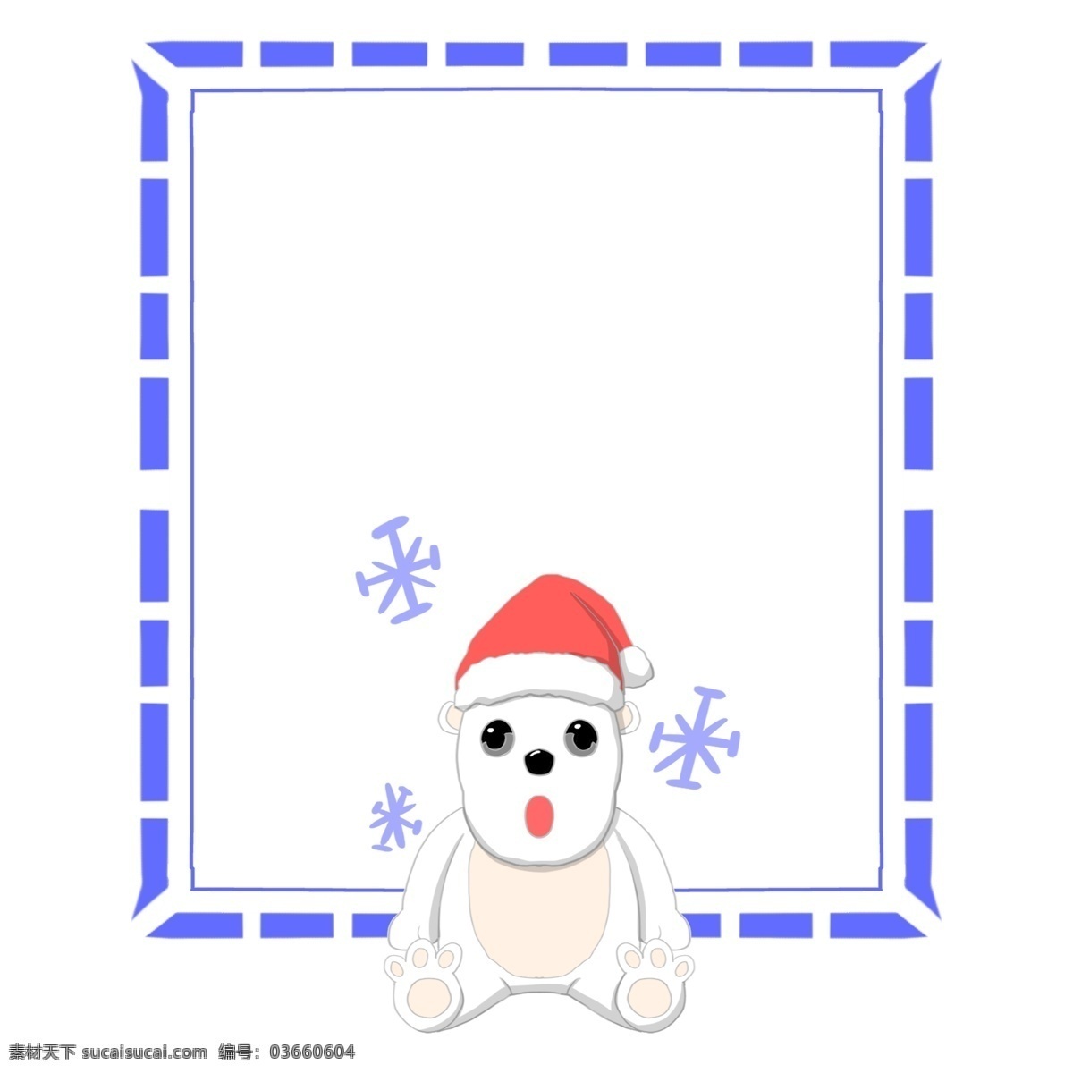 手绘 圣诞节 蓝色 边框 蓝色的边框 白色的雪人 飘落的雪花 卡通边框 红色的圣诞帽