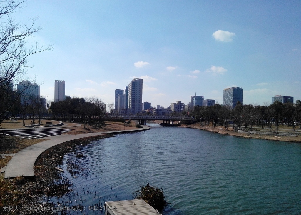 上海 嘉定 远香湖公园 马陆 蓝天 白云 自然景观 建筑景观