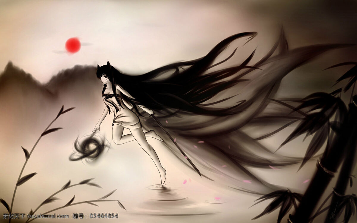英雄联盟插画 水墨画 九尾狐 lol 插画 水墨 英雄联盟 九尾妖狐 卡通 动漫 可爱