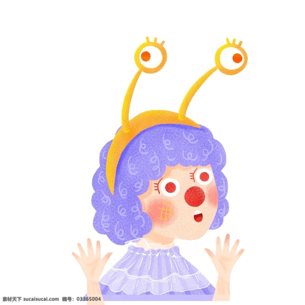 手绘 愚人节 搞 怪 女孩子 插画 卡通 节日 女孩 搞怪 人物