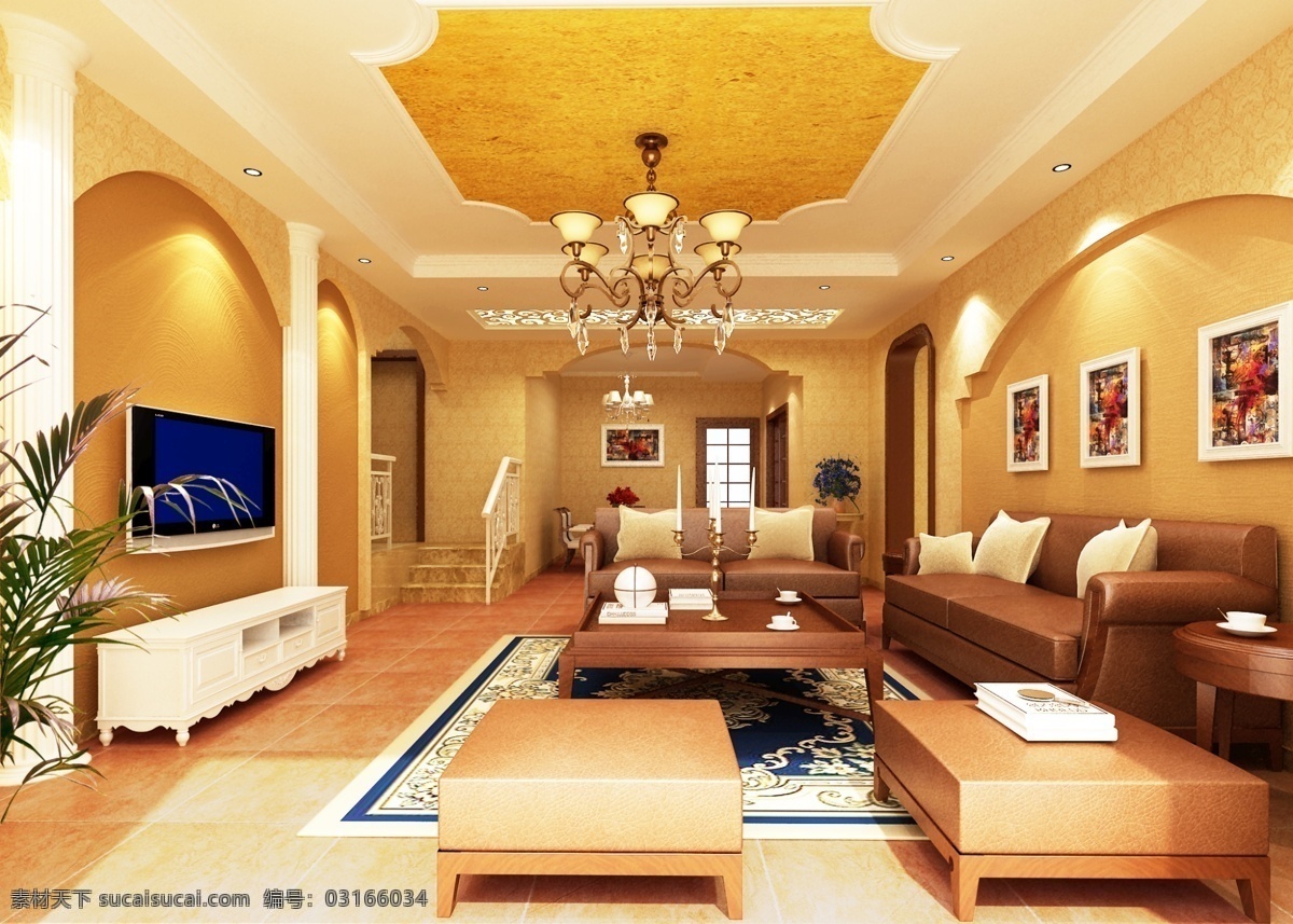 客厅 效果图 环境设计 客厅效果图 罗马柱 欧式 沙发 室内设计 设计素材 模板下载 家居装饰素材