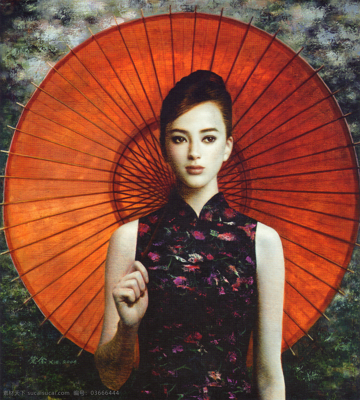 古典昊人图 美女图 古典美人 装饰画 红色