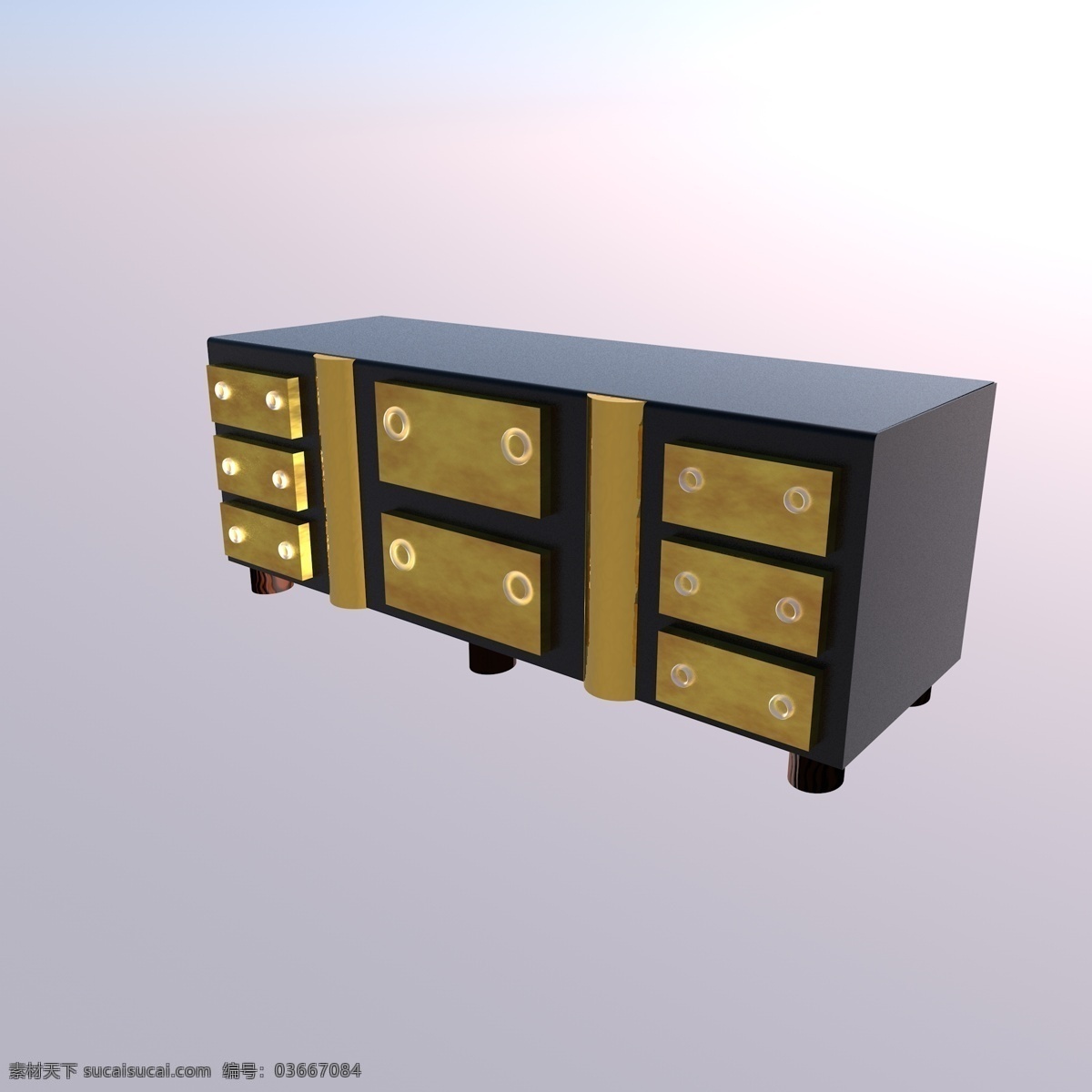 c4d 家具 立体 橱柜 c4d家具 黑金 简约风格 装饰 柜子 实物风格 c4d立体