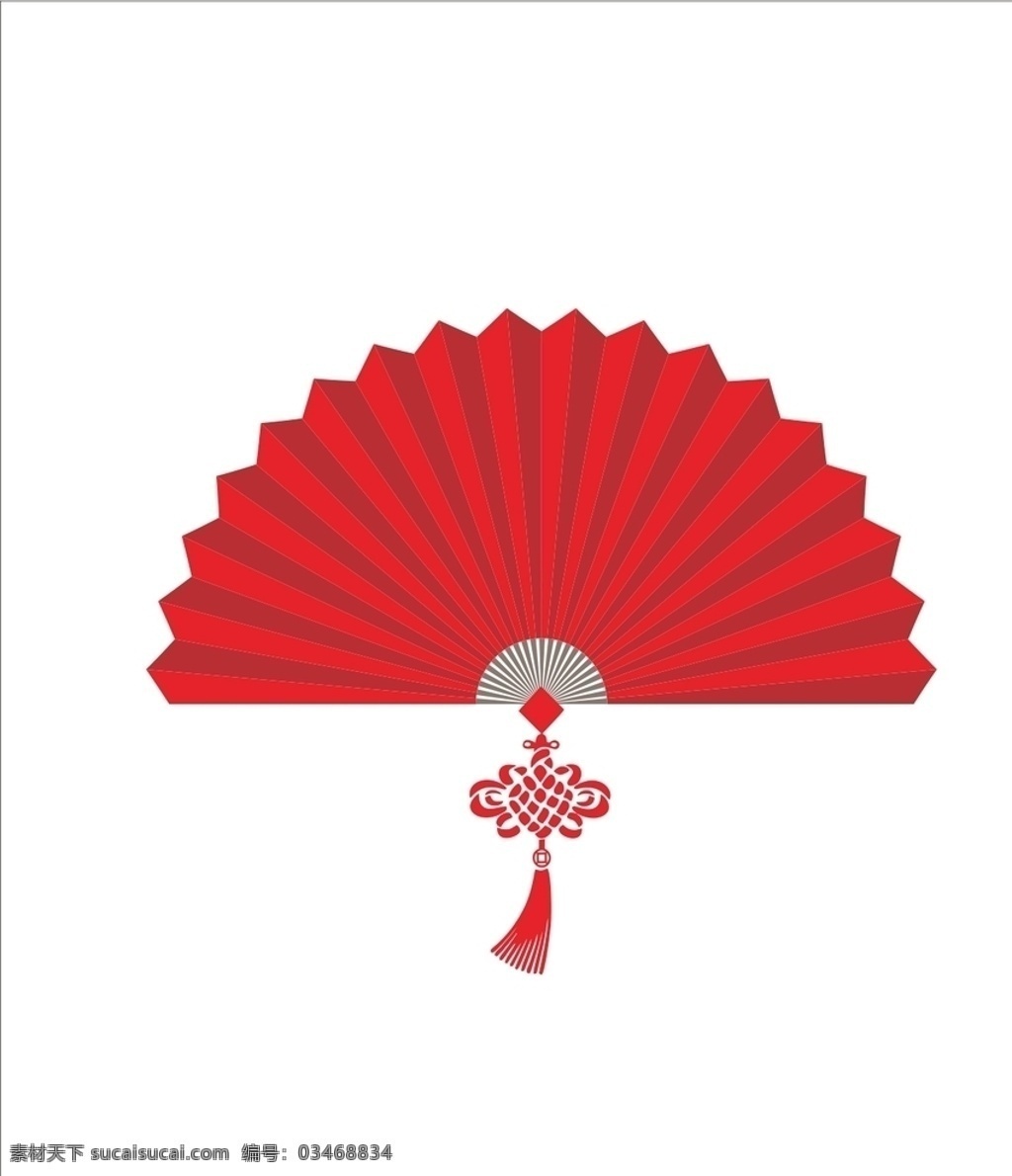 中国风扇子 扇子 中国风 红色 中国结 印象中国 卡通设计